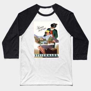 Vintage Travel Poster Austria Happy Holidays Steriermark Baseball T-Shirt